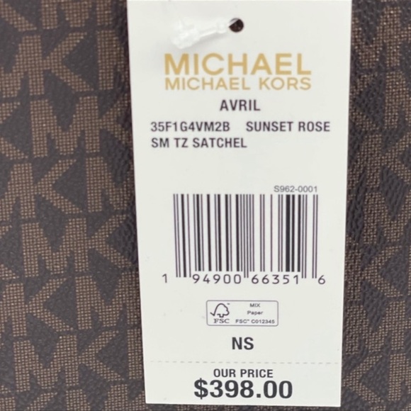 MICHAEL KORS AVRIL Logo Top-Zip Satchel Sunset Ros - Picture 4 of 5